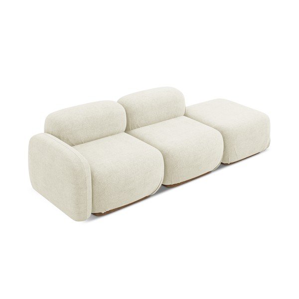 Kremowy szezlong modułowy z materiału bouclé (prawostronny) Ailani – Makamii-image-3