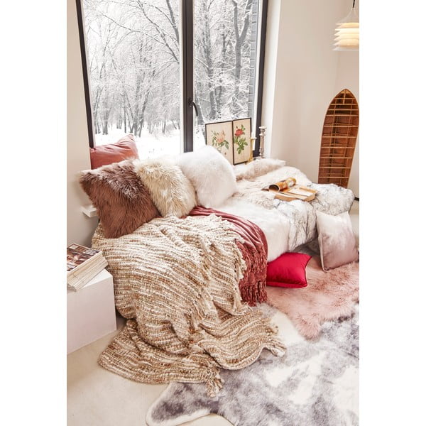 Brązowa dekoracyjna poduszka ze sztucznego futra Tiseco Home Studio, 45x45 cm-image-1