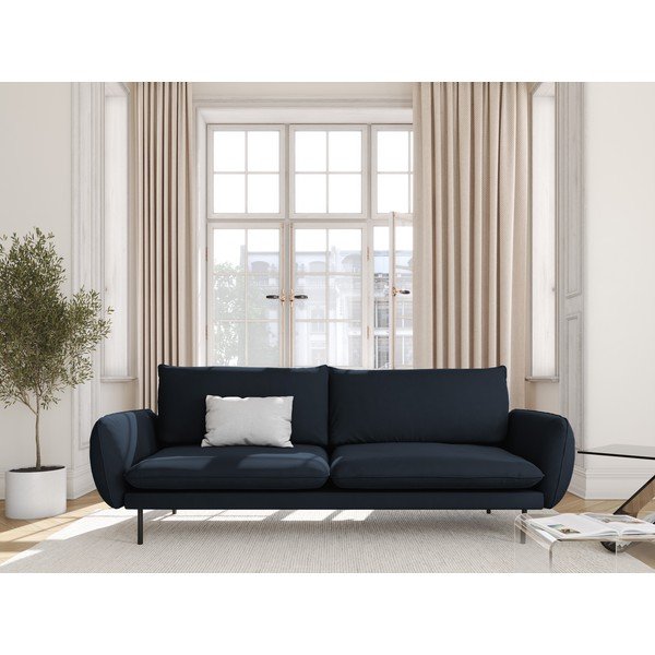 Ciemnoniebieska aksamitna sofa 200 cm Vienna – Cosmopolitan Design-image-3