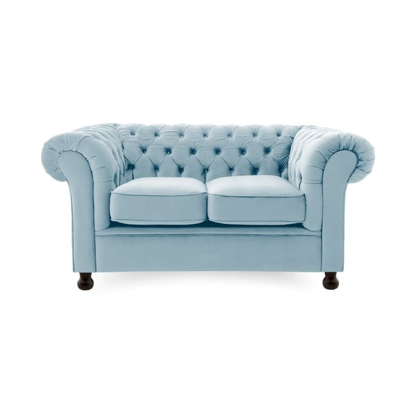 Jasnoniebieska sofa 2-osobowa Vivonita Chesterfield