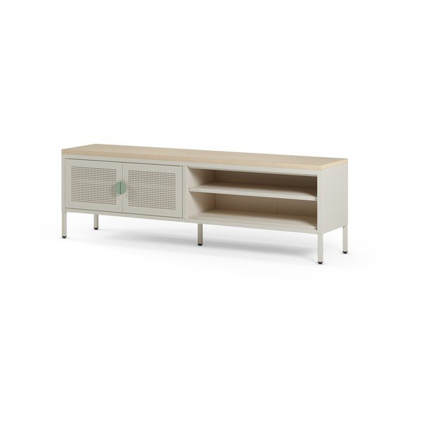Kremowa/w naturalnym kolorze metalowa szafka pod TV 160x50x35 cm Sayla – Marckeric-image-4