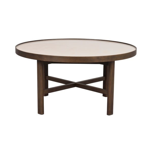 Ciemnobrązowy okrągły stolik z ceramicznym blatem 90x90 cm Marsden – Rowico