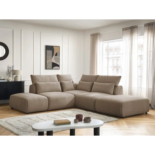 Szarobrązowy częściowo rozkładany narożnik modułowy Jana – Bobochic Paris-image-1