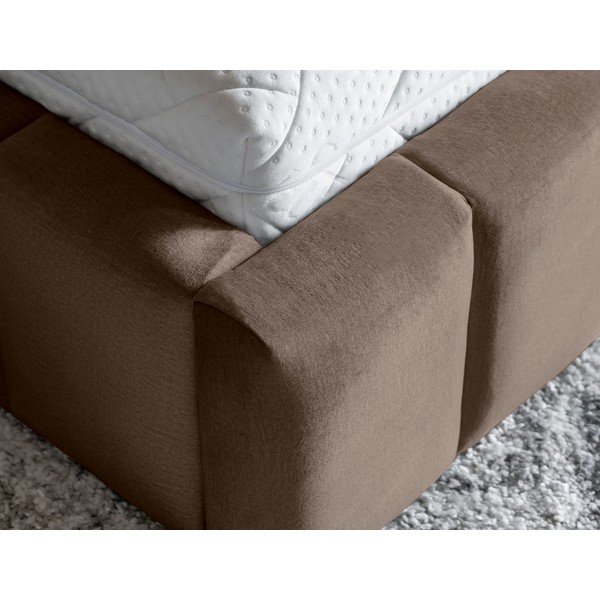 Jasnobrązowe tapicerowane łóżko dwuosobowe ze schowkiem ze stelażem 140x200 cm Lamica – ELTAP-image-4