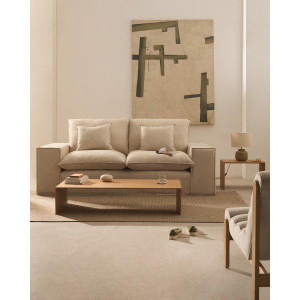 Beżowa lniana sofa 240 cm Anarela – Kave Home-image-1