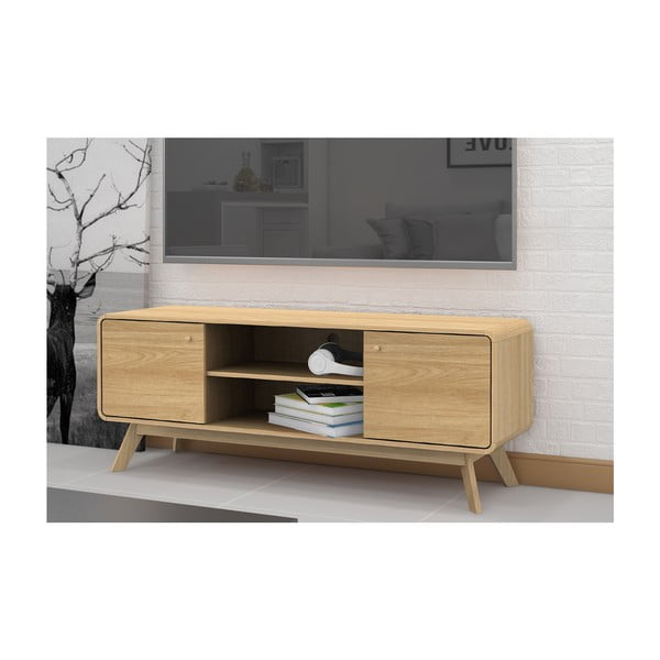 Szafka pod TV w dekorze dębu w naturalnym kolorze 140x53 cm Cassie – Støraa-image-4