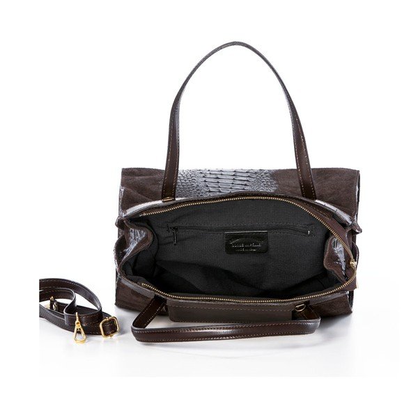 Skórzana torebka Croco Dark Brown-image-3