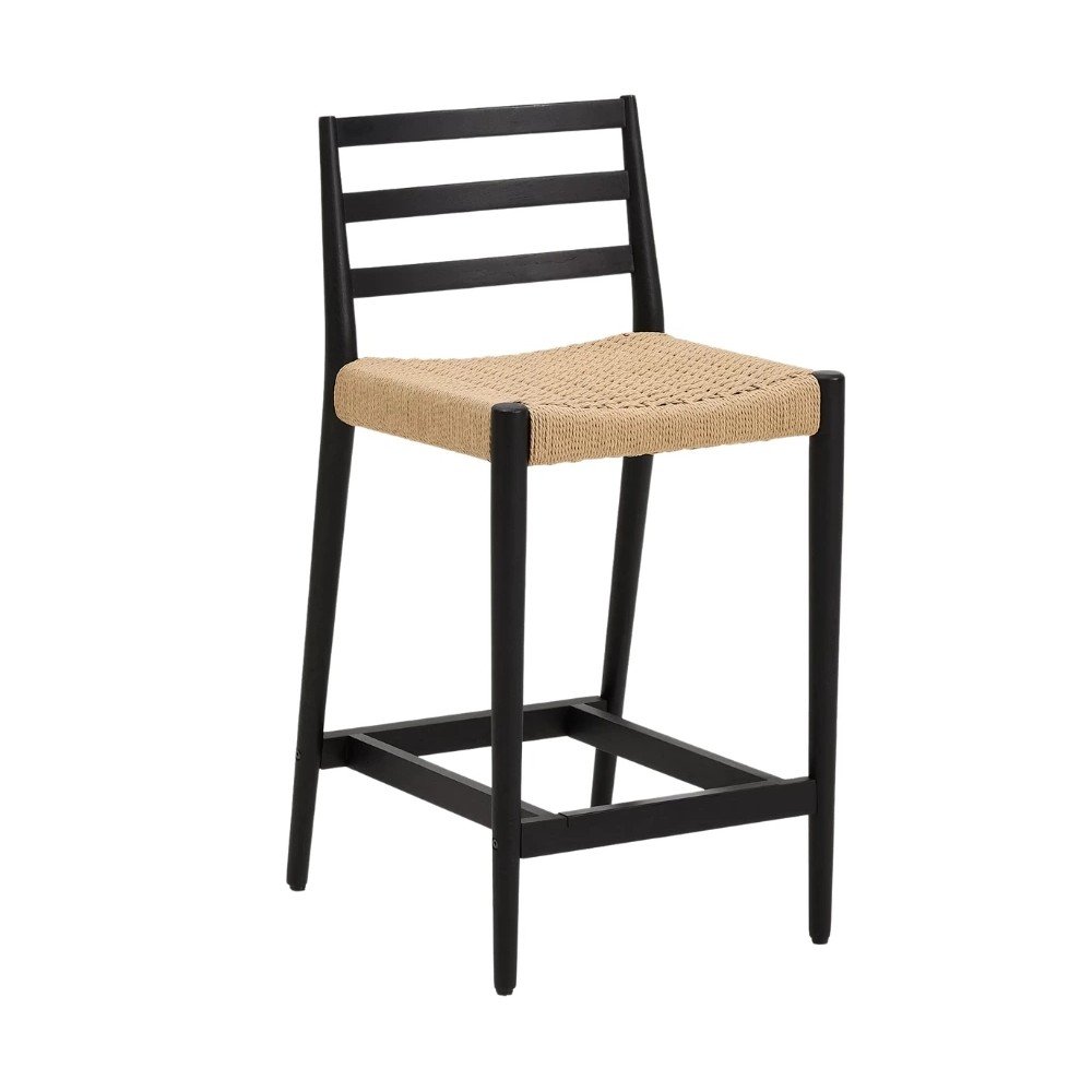 Czarno-naturalny hoker z litego drewna dębowego (wysokość siedziska 65 cm) Analy – Kave Home
