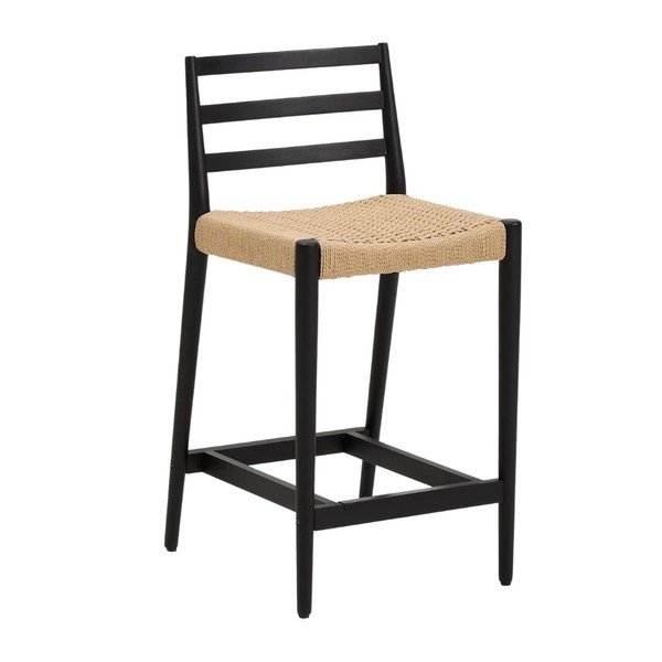 Czarno-naturalny hoker z litego drewna dębowego (wysokość siedziska 65 cm) Analy – Kave Home