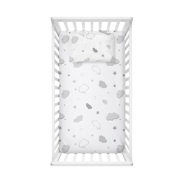 Białe prześcieradło dziecięce do łóżeczka z bawełny renforcé z gumką 70x120 cm Bulut – Mijolnir