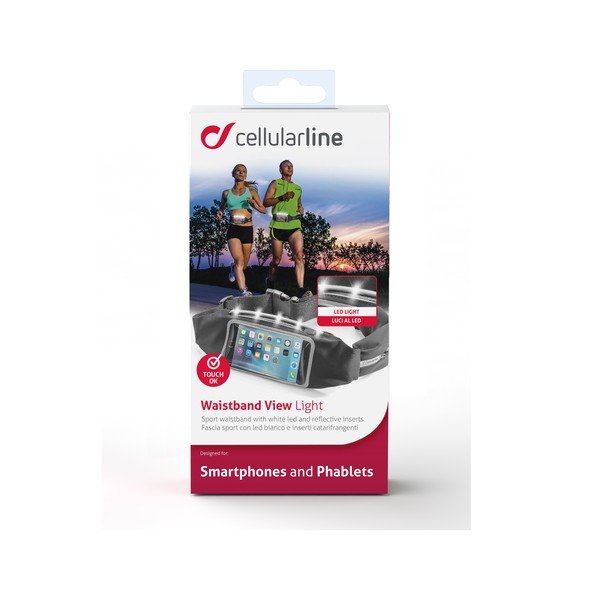 Pas do biegania CellularLine WAISTBAND RUNNING z szybką i LED diodami, czarny-image-2