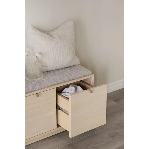 Szaro-naturalna szafka na buty w dekorze dębu z siedziskiem Confetti – Rowico-image-3