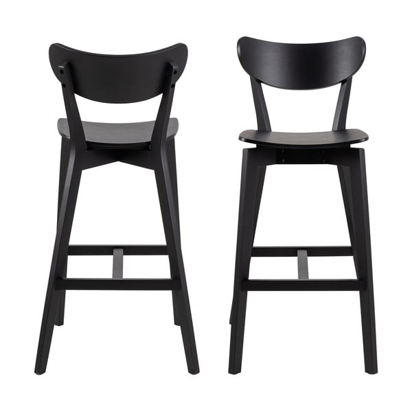 Czarne hokery z drewna kauczukowego zestaw 2 szt. 105 cm Roxby – Actona-image-3