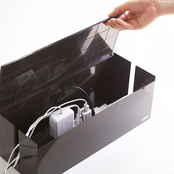 Czarno-brązowy pojemnik na ładowarki YAMAZAKI Web Cable Box-image-3