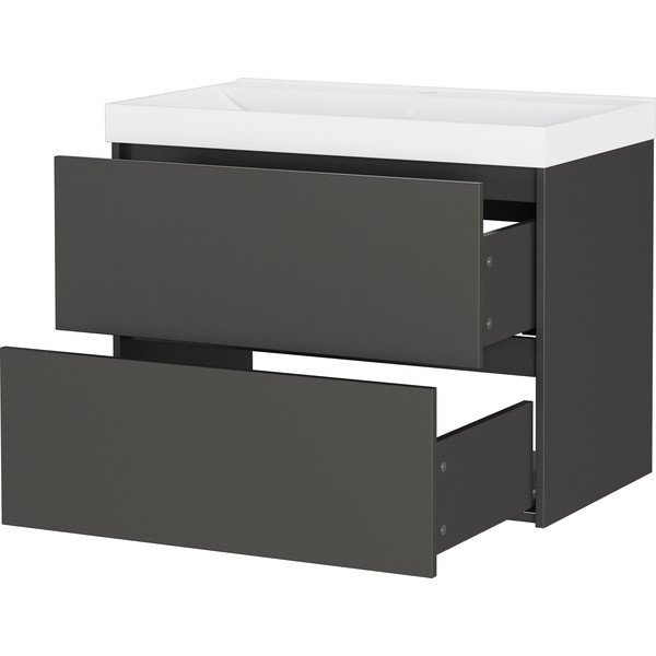 Antracytowa wisząca szafka pod umywalkę z matowym wykończeniem 81x65 cm Bodera – Germania-image-4