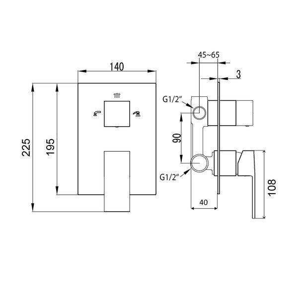 Bateria prysznicowa podtynkowa w kolorze srebra z połyskiem (3 otwory) Latus – Sapho-image-1