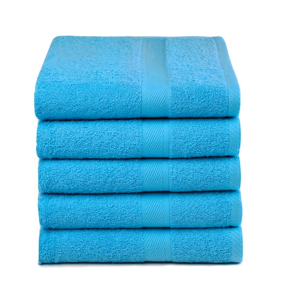 Zestaw 5 niebieskich ręczników Ekkelboom, 50x100 cm