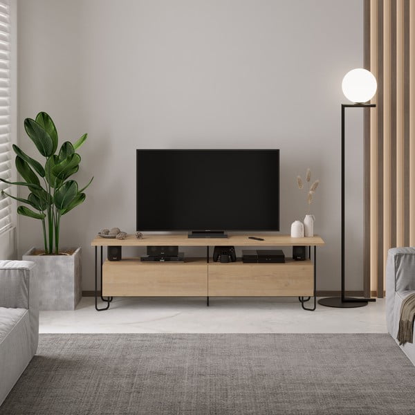 Szafka pod TV w dekorze dębu 150x45 cm Dilly – Marckeric-image-1
