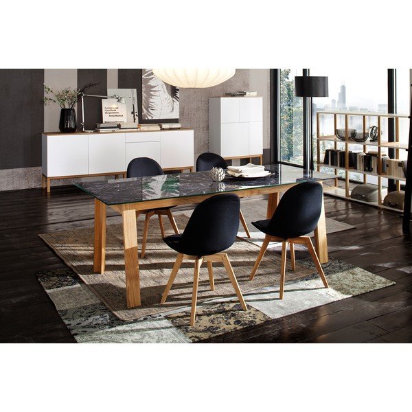 Biała 4-drzwiowa szafka z nogami z drewna dębowego Tenzo Patch, 92x138 cm-image-4