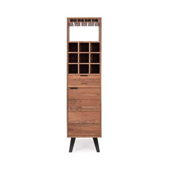 Szafka na wino z litego drewna akacjowego w naturalnym kolorze 45x180x40 cm Isar – Bizzotto