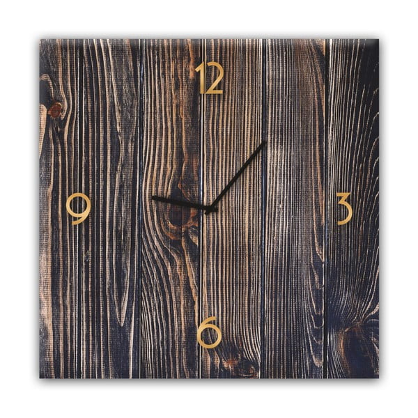 Zegar ścienny Styler Glassclock Gold Wood, 30x30 cm