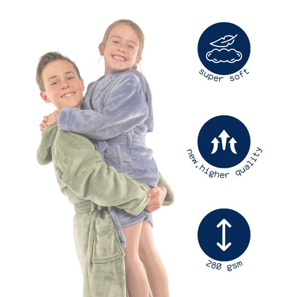 Brązowy szlafrok dziecięcy z mikropluszu w rozmiarze 134-140 Delux – Tiseco Home Studio-image-3