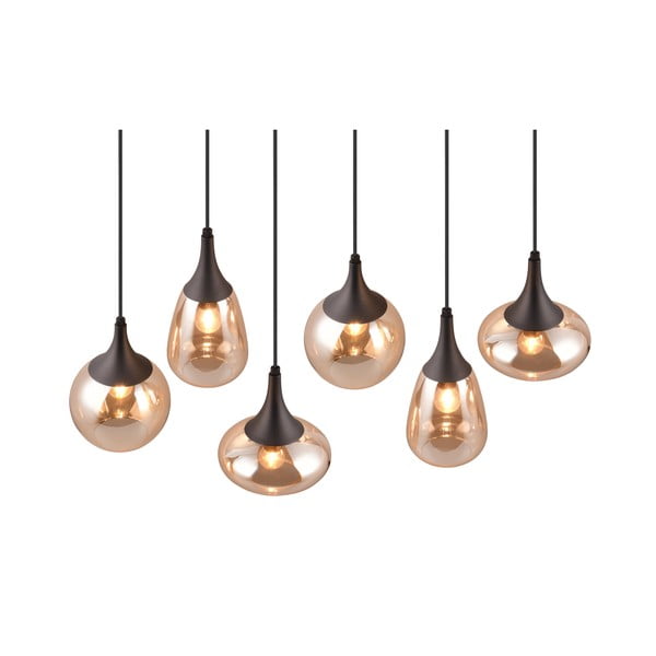 Czarno-pomarańczowa lampa wisząca ze szklanym kloszem Lumina – Trio-image-1