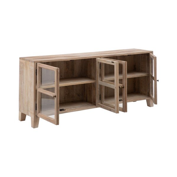 Witryna z litego drewna mango w naturalnym kolorze 160x71 cm – Ixia-image-2