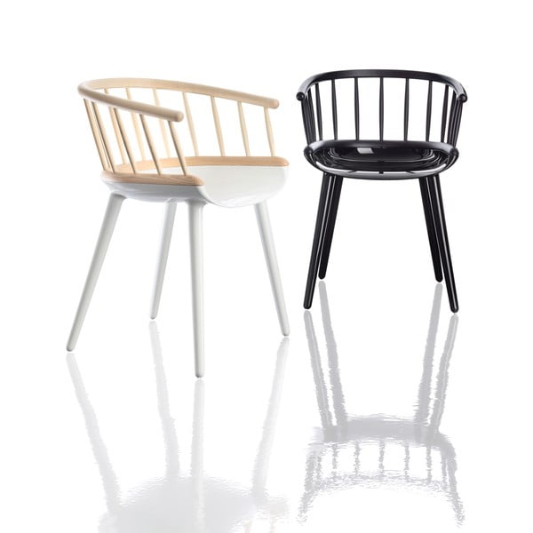 Brązowo-białe krzesło z oparciem z drewna jesionu Magis Cyborg-image-1