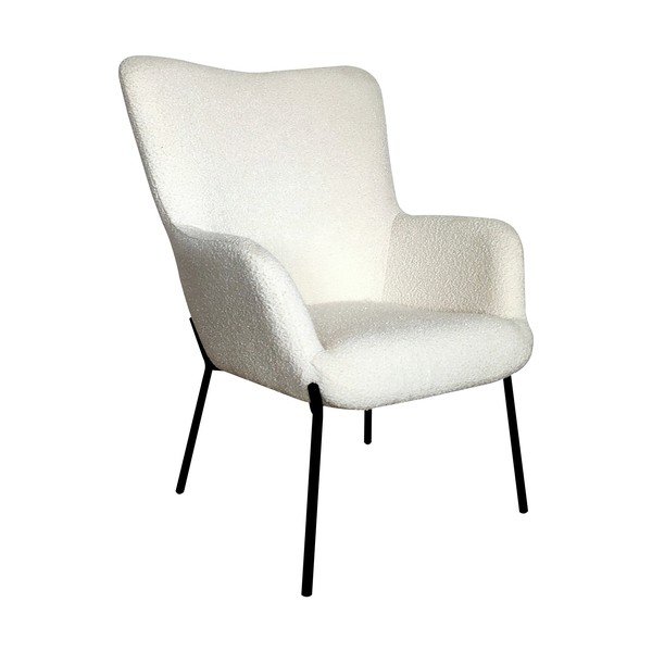 Biały fotel z materiału bouclé Glasgow  – House Nordic