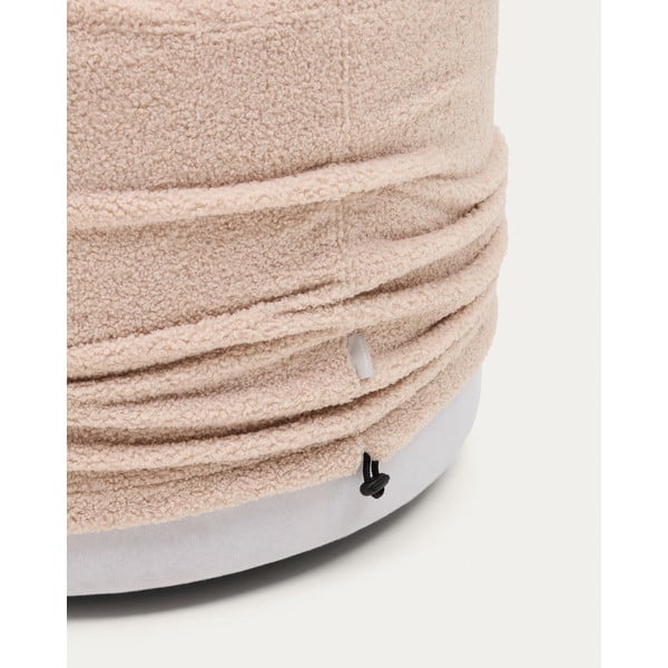 Jasnoróżowy puf z materiału bouclé Kaeli – Kave Home-image-2