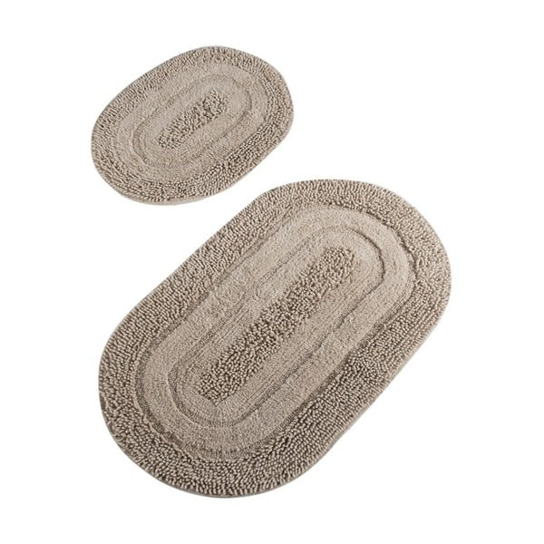 Zestaw 2 beżowych bawełnianych dywaników łazienkowych Confetti Bathmats Macaroni Beige