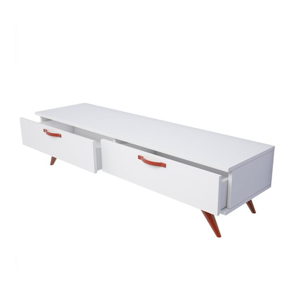 Biała szafka pod TV z czerwonymi nogami Magenta Home Coulour Series, szer. 150 cm