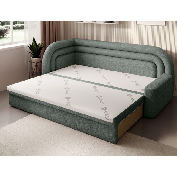 Zielona rozkładana/ze schowkiem sofa z tkaniny szenilowej lewostronna 223 cm Fabillo – ELTAP-image-3