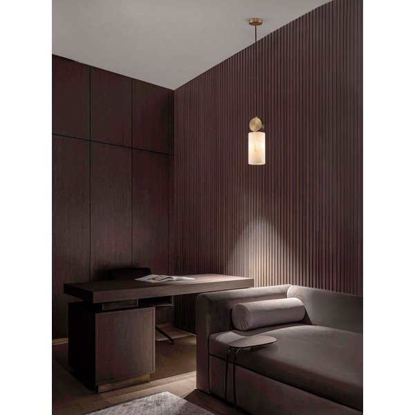 Kremowa/w kolorze mosiądzu lampa wisząca w dekorze kamienia ø 12 cm Maru – Nova Luce-image-1