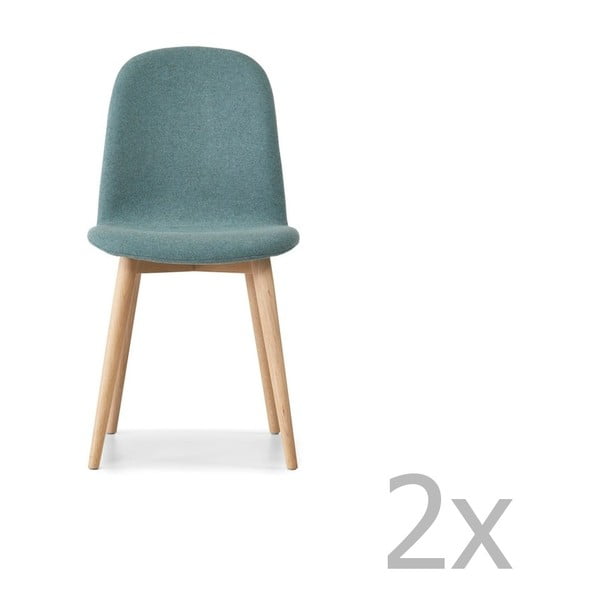 Komplet 2 jasnoniebieskich krzeseł z nogami z litego drewna dębowego WOOD AND VISION Basic