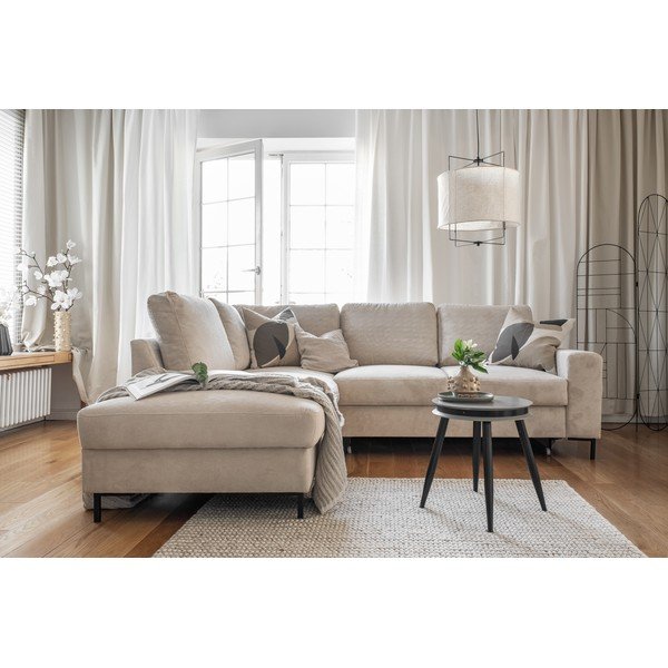 Beżowy sztruksowy rozkładany narożnik (lewostronny) Lofty Lilly – Miuform-image-4