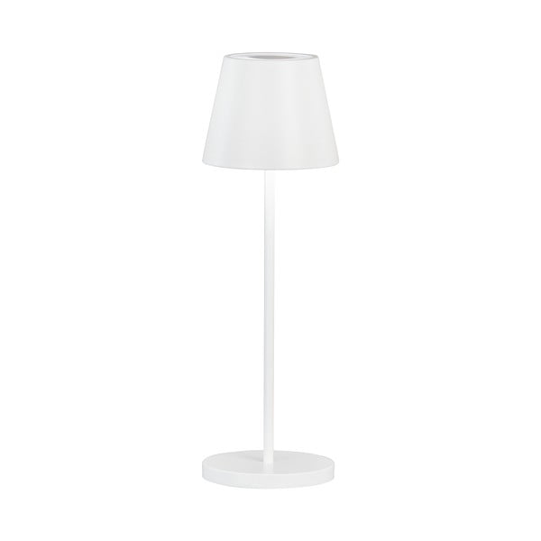 Biała lampa stołowa LED ze ściemniaczem i metalowym kloszem (wysokość 34 cm) Cosenza 2.0 – Fischer & Honsel