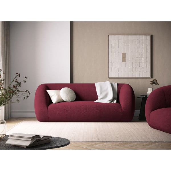 Bordowa sofa z materiału bouclé 210 cm Essen – Cosmopolitan Design-image-1
