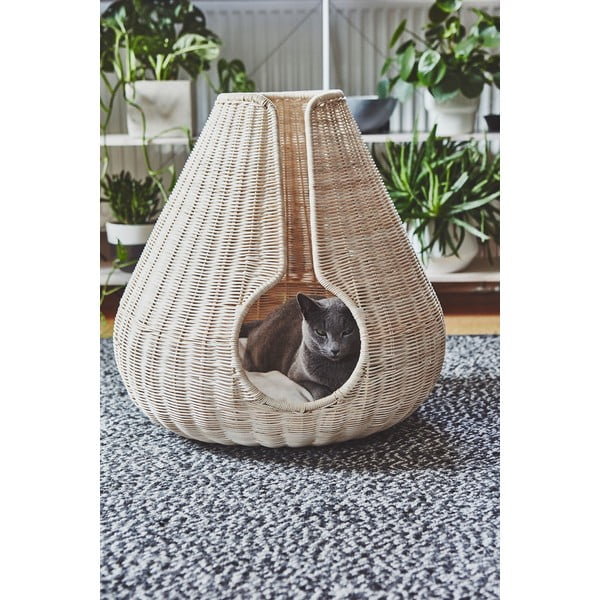 Naturalne rattanowe legowisko dla kotów ø 56 cm Perla Natural – MiaCara-image-1