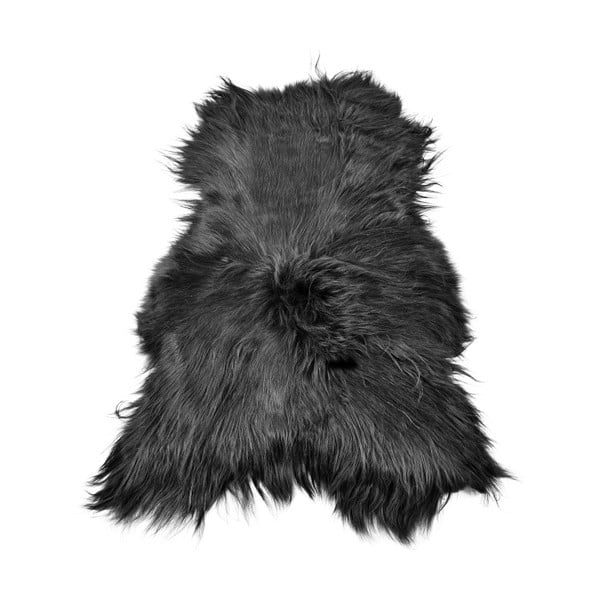 Czarny futrzany dywan z owczej skóry z długim włosiem Arctic Fur Ptelja, 100x55 cm