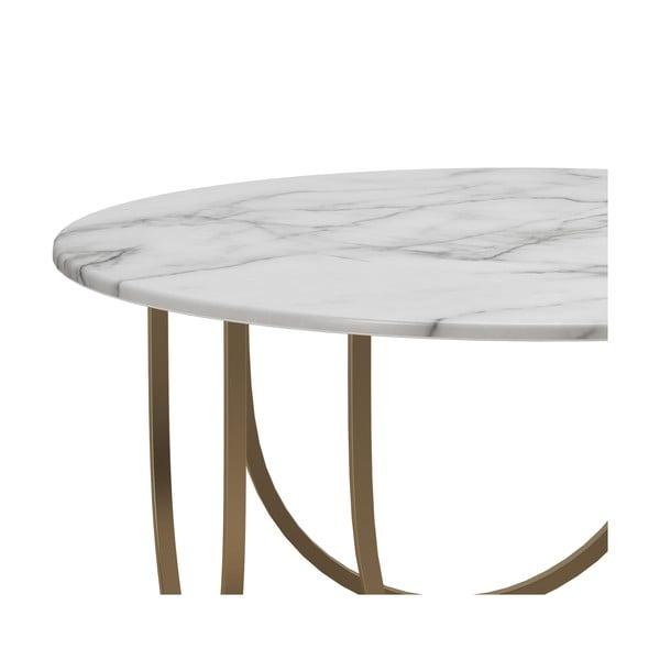 Okrągły stolik w biało-złotym kolorze w dekorze marmuru ø 79 cm Gwyneth – CosmoLiving by Cosmopolitan-image-4
