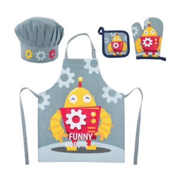 Bawełniany zestaw kuchenny dla dzieci 4 elementy Robot – Tiseco Home Studio-image-2