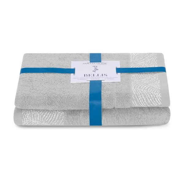 Jasnoszare bawełniane ręczniki zestaw 2 szt. frotte Bellis – AmeliaHome
