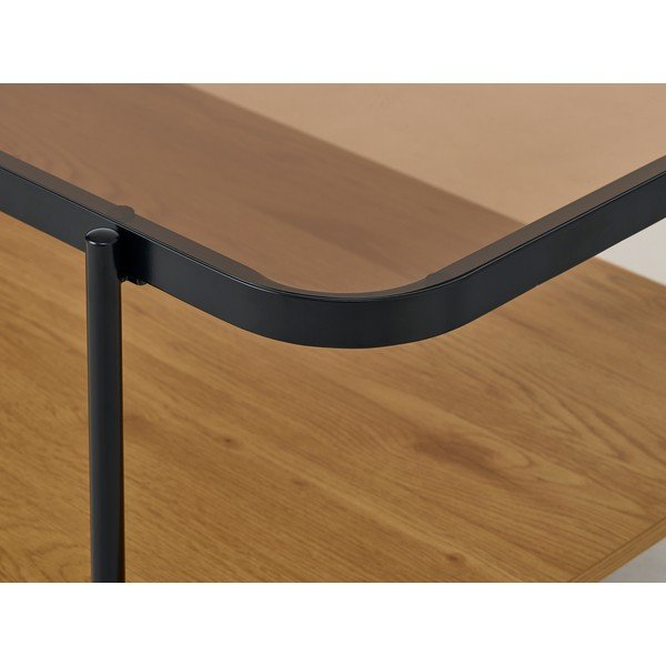 Stolik ze szklanym blatem w naturalnym kolorze 60x120 cm Hassel – Unique Furniture-image-1
