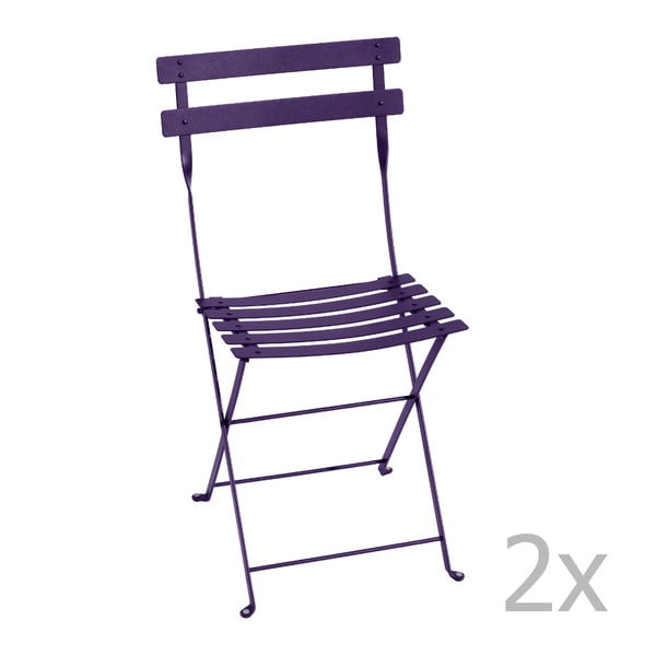 Zestaw 2 fioletowych krzeseł składanych Fermob Bistro