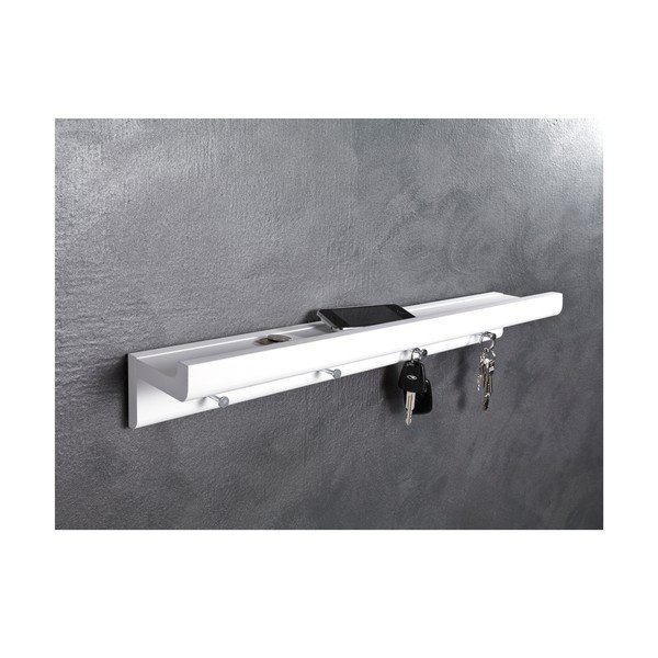 Biały wieszak ścienny z litego drewna jodłowego z półką Trays – Tomasucci-image-3