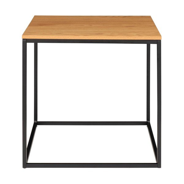 Stolik z czarną stalową konstrukcją i blatem w dekorze dębu House Nordic Vita, 45x45 cm-image-3