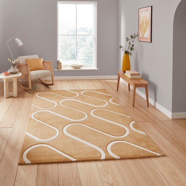 Dywan w kolorze ochry 120x170 cm Linear Curve – Catherine Lansfield-image-2