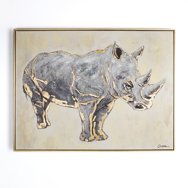 Obraz ręcznie malowany Graham & Brown Rhino, 60x80 cm